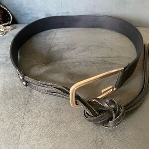 Guess Black Tie Belt with Silver Buckle